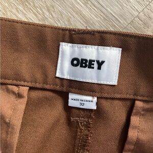Obey pleated Fubar dress pants in Brown